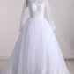 2024 A Line Scoop Long Sleeves Tulle With Applique And Sash Wedding Dresses