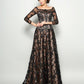 A-Line/Princess Off-the-Shoulder Lace 3/4 Sleeves Long Satin Mother of the Bride Dresses DEP0007102