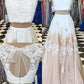 A-Line/Princess Sleeveless Bateau Chiffon Lace Floor-Length Two Piece Dresses DEP0001945