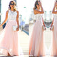 A-Line/Princess Jewel Sleeveless Floor-Length Lace Chiffon Dresses DEP0002382