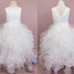 A-Line/Princess Organza Ruffles Scoop Sleeveless Tea-Length Flower Girl Dresses DEP0007504