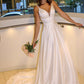 A-Line/Princess Charmeuse Spaghetti Straps Ruffles Sleeveless Sweep/Brush Train Wedding Dresses DEP0006078