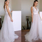 A-Line/Princess Tulle Lace Scoop Sleeveless Sweep/Brush Train Wedding Dresses DEP0006028