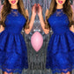 A-Line/Princess Lace Applique Sheer Neck Sleeveless Short/Mini Homecoming Dress DEP0003715