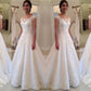 A-Line/Princess Scoop Sleeveless Sweep/Brush Train Lace Tulle Wedding Dresses DEP0006034
