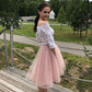 A-Line/Princess Tulle Lace Off-the-Shoulder Long Sleeves Tea-Length Homecoming Dresses DEP0004072