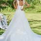 A-Line/Princess Lace Applique Sweetheart Sleeveless Sweep/Brush Train Wedding Dresses DEP0005900