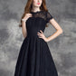 A-line/Princess Jewel Lace Short Sleeves Short Lace Dresses DEP0002731