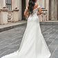 A-Line/Princess Scoop Satin Lace Sleeveless Sweep/Brush Train Wedding Dresses DEP0005925