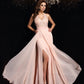 A-Line/Princess Halter Lace Sleeveless Long Chiffon Dresses DEP0001882