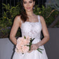A-Line/Princess Lace Applique Square Sleeveless Sweep/Brush Train Wedding Dresses DEP0006059