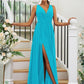 A-Line/Princess Chiffon Ruffles V-neck Sleeveless Floor-Length Bridesmaid Dresses DEP0004944