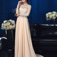 A-Line/Princess Scoop Beading Long Sleeves Long Chiffon Mother of the Bride Dresses DEP0007085