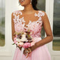 A-Line/Princess Chiffon Applique Scoop Sleeveless Floor-Length Bridesmaid Dresses DEP0004918