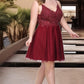 Willa A-line V-Neck Short/Mini Lace Tulle Homecoming Dress With Sequins DEP0020498