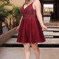 Willa A-line V-Neck Short/Mini Lace Tulle Homecoming Dress With Sequins DEP0020498