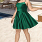 Emilia A-line Cowl Short/Mini Satin Homecoming Dress With Pleated DEP0020511
