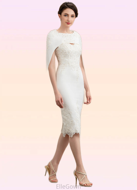 Brooklyn Sheath/Column Sweetheart Knee-Length Lace Stretch Crepe Mother of the Bride Dress With Beading DE126P0014973