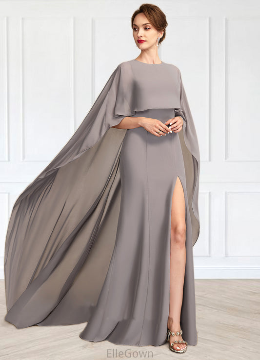 Carlee Sheath/Column Scoop Neck Sweep Train Chiffon Mother of the Bride Dress With Split Front DE126P0015000