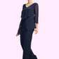 Alice Jumpsuit/Pantsuit V-neck Floor-Length Chiffon Mother of the Bride Dress With Cascading Ruffles DE126P0015019