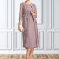 Addyson Sheath/Column Scoop Neck Knee-Length Chiffon Mother of the Bride Dress With Ruffle Sequins DE126P0015023