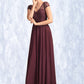 Lena A-Line V-neck Floor-Length Chiffon Mother of the Bride Dress With Beading Sequins DE126P0015028