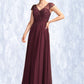 Lena A-Line V-neck Floor-Length Chiffon Mother of the Bride Dress With Beading Sequins DE126P0015028