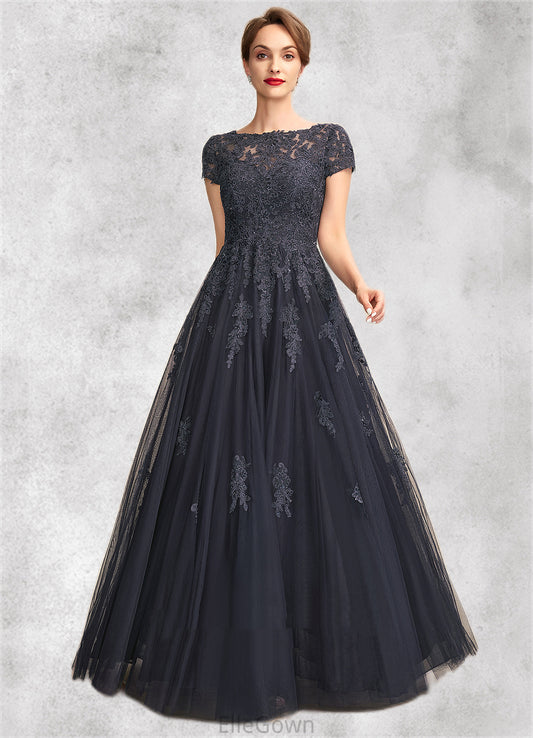 Emilia A-Line Scoop Neck Floor-Length Tulle Lace Mother of the Bride Dress With Beading DE126P0015029