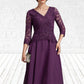 Rosie A-Line V-neck Knee-Length Chiffon Lace Mother of the Bride Dress With Beading Sequins DE126P0015035