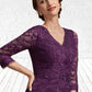 Rosie A-Line V-neck Knee-Length Chiffon Lace Mother of the Bride Dress With Beading Sequins DE126P0015035