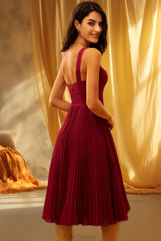 Eva A-line Square Knee-Length Chiffon Homecoming Dress With Pleated DEP0020530