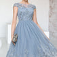 Akira A-line Scoop Knee-Length Lace Tulle Homecoming Dress With Sequins DEP0020579
