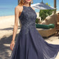 Hayden A-line Scoop Knee-Length Chiffon Homecoming Dress With Appliques Lace DEP0020551