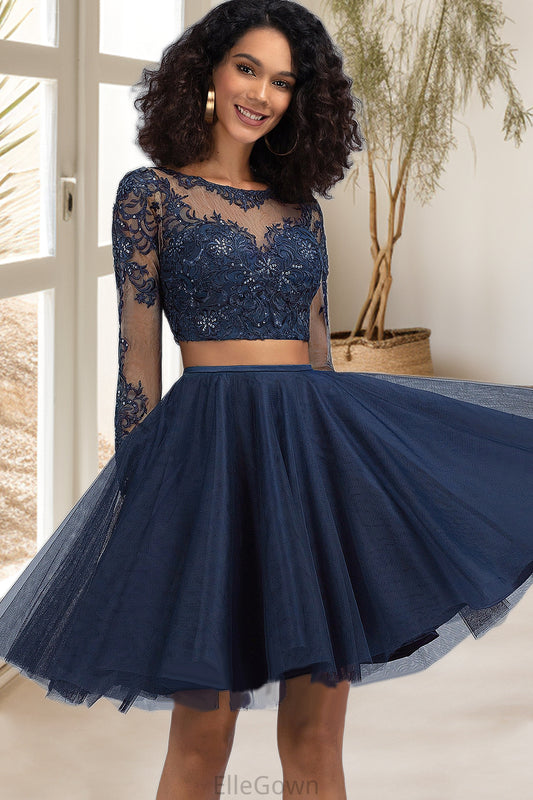 Leanna A-line Scoop Short/Mini Tulle Homecoming Dress DEP0020573