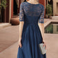 Moriah A-line Scoop Knee-Length Chiffon Lace Homecoming Dress With Ruffle DEP0020531
