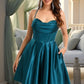 Paityn A-line Sweetheart Short/Mini Satin Homecoming Dress DEP0020478