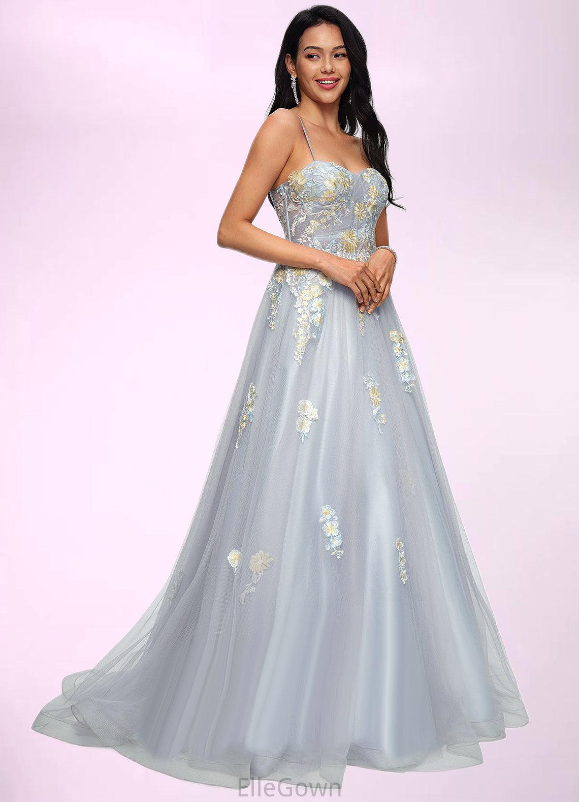 Melody Ball-Gown/Princess Sweetheart Sweep Train Tulle Prom Dresses With Pleated DEP0022192
