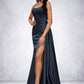 Lorna Sheath/Column Scoop Floor-Length Satin Prom Dresses DEP0022196