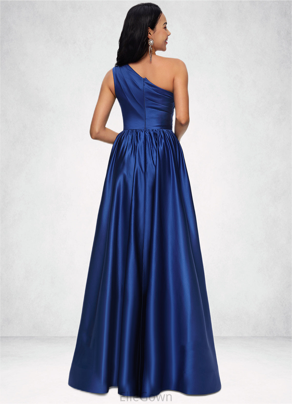 Karla Ball-Gown/Princess One Shoulder Floor-Length Satin Prom Dresses DEP0022201