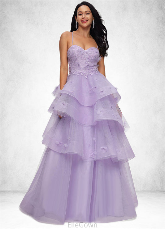 Taniyah Ball-Gown/Princess Sweetheart Floor-Length Tulle Prom Dresses With Beading Sequins DEP0022204