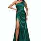 Karlie Trumpet/Mermaid One Shoulder Sweep Train Stretch Satin Prom Dresses With Beading DEP0022205