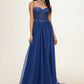Charity Ball-Gown/Princess Sweetheart Sweep Train Tulle Prom Dresses With Appliques Lace Sequins DEP0022210