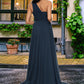 Lindsey A-line Asymmetrical Sweep Train Chiffon Prom Dresses With Pleated DEP0022212