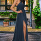 Lindsey A-line Asymmetrical Sweep Train Chiffon Prom Dresses With Pleated DEP0022212