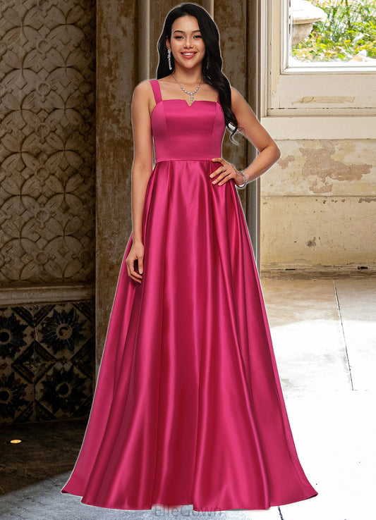 Miriam Ball-Gown/Princess V-Neck Sweep Train Satin Prom Dresses DEP0022215