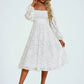 Joanna Flower Jacquard Square Elegant A-line Chiffon Midi Dresses DEP0022252