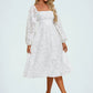 Joanna Flower Jacquard Square Elegant A-line Chiffon Midi Dresses DEP0022252