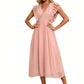 Lauren Jacquard V-Neck Elegant A-line Chiffon Midi Dresses DEP0022278