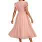 Lauren Jacquard V-Neck Elegant A-line Chiffon Midi Dresses DEP0022278