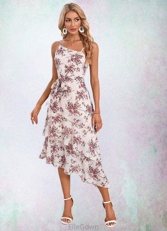 Amirah Floral Print Asymmetrical Elegant A-line Chiffon Asymmetrical Dresses DEP0022338